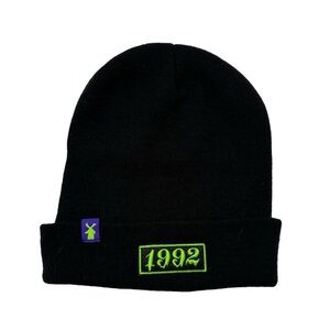 Black Dutch Bros Beanie with Neon Green Drip Embroidery